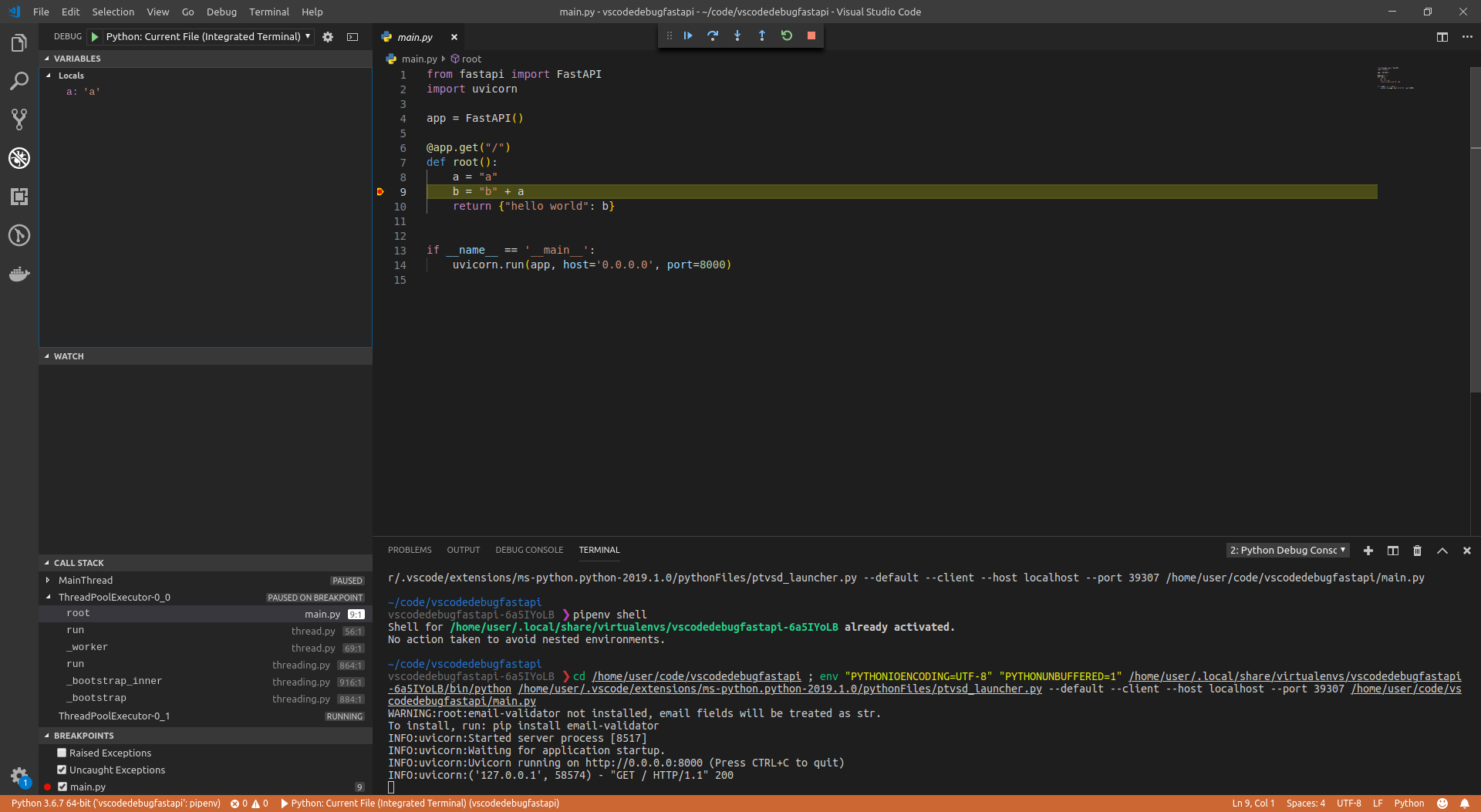 Debugging FastAPI